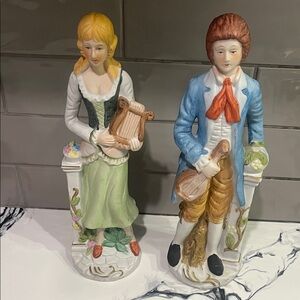Vintage SATIS -5 BOY & GIRL Style Figurines with Musical Instruments